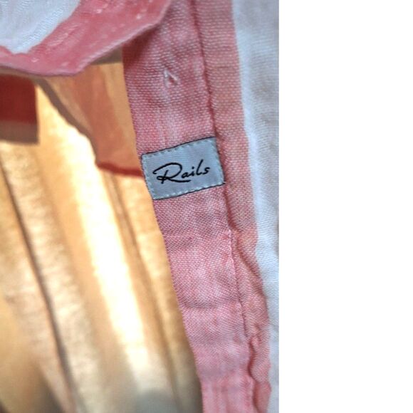 Rails Jaylin Ladies Button Up Long Tail Pink and White Striped Shirt Size S - Picture 10 of 11